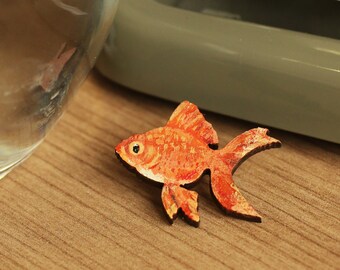 Pin Badge Novelty Goldfish Fish Bowl Lapel Pin Hat Pin Gift Bag Pin Animal