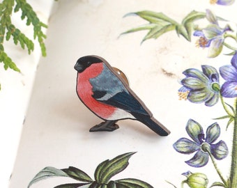 Gimpel Pin - Brosche Gimpel Dompfaff Pin Abzeichen Vogel Geschenke Waldvogel Pin Holzvogel Pin Holzvogel Brosche Cottagecore Vogel Pin Geschenk