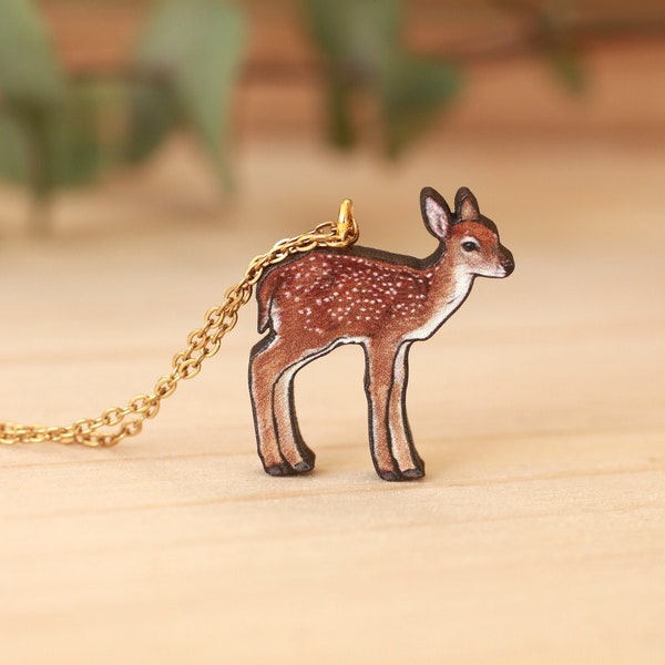 Collier cerf - collier en bois faon pendentif cerf bijoux cerf bijoux faon cadeau animal de la forêt cadeaux cerf collier Woodland Cottagecore