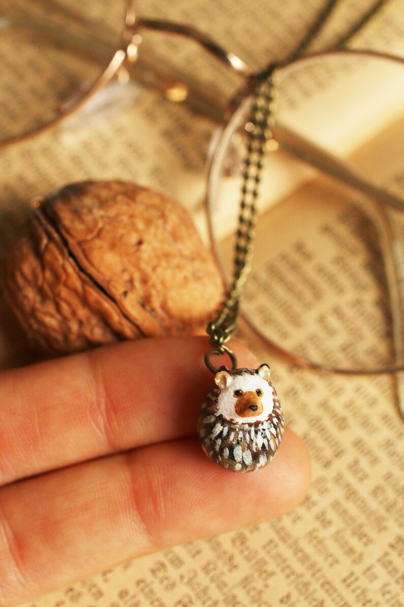 Hedgehog Necklace for her Forest Fun Jewelry Wild Animal Handmade Hedgehog Necklace for her Forest Fun Jewelry Wild Animal Handmade