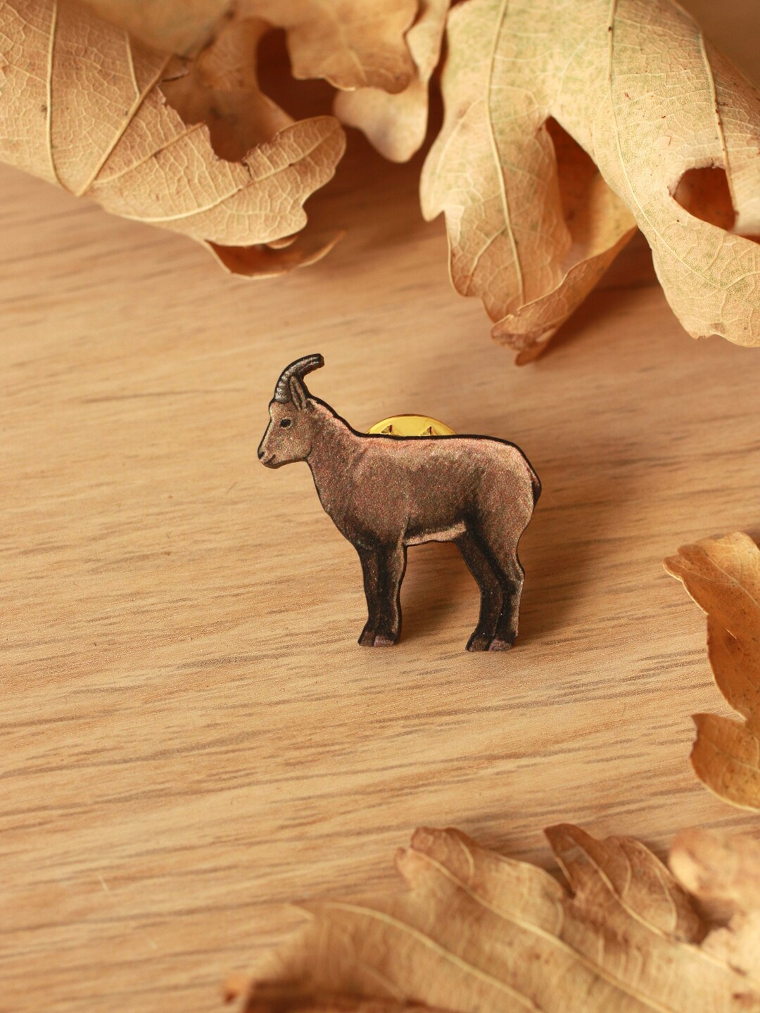 Gyat Pin Goat Pin Wood Goat Brooch Mountain Goat Pin Badge Alpine Ibex Pin Capra ...