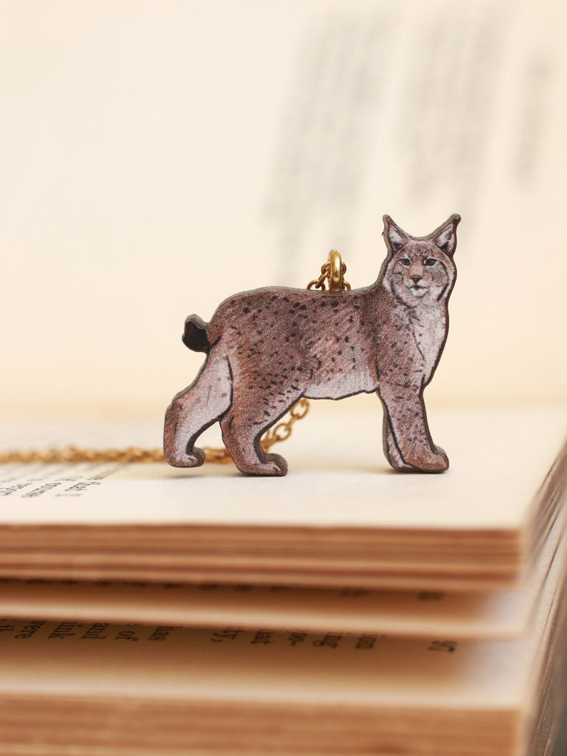 Lynx Necklace Wooden Lynx Pendant Lynx Jewelry Lynx Charm Wooden Big