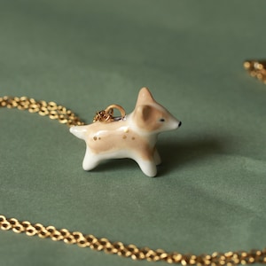 Ceramic corgi necklace - Handmade porcelain corgi pendant cute dog jewelry tiny corgi dog charm cute corgi owners gift Cottagecore necklace