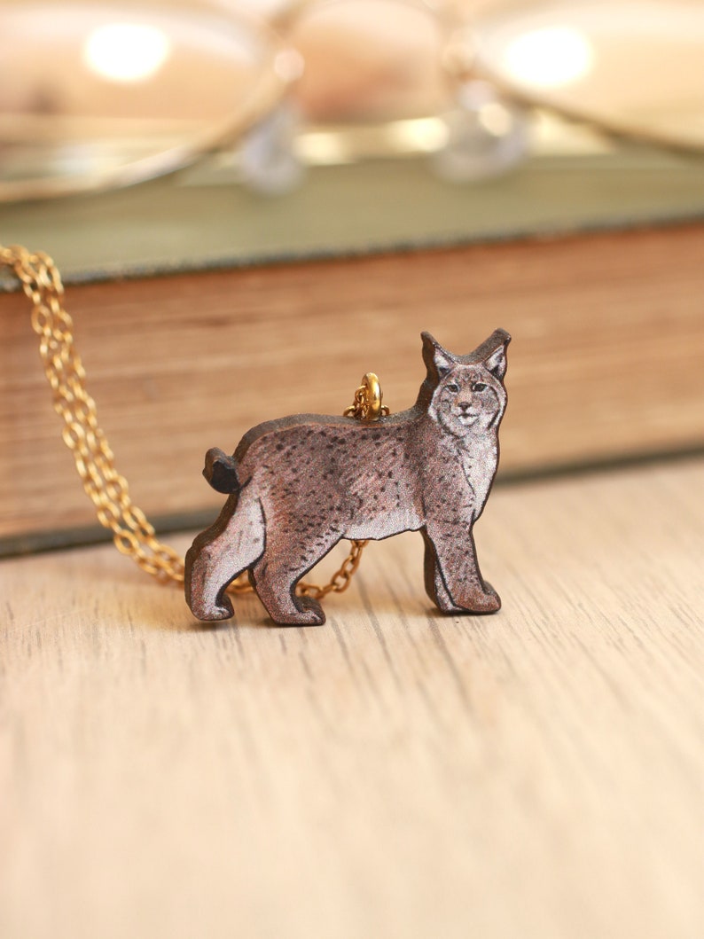 Lynx Necklace Wooden Lynx Pendant Lynx Jewelry Lynx Charm Wooden Big