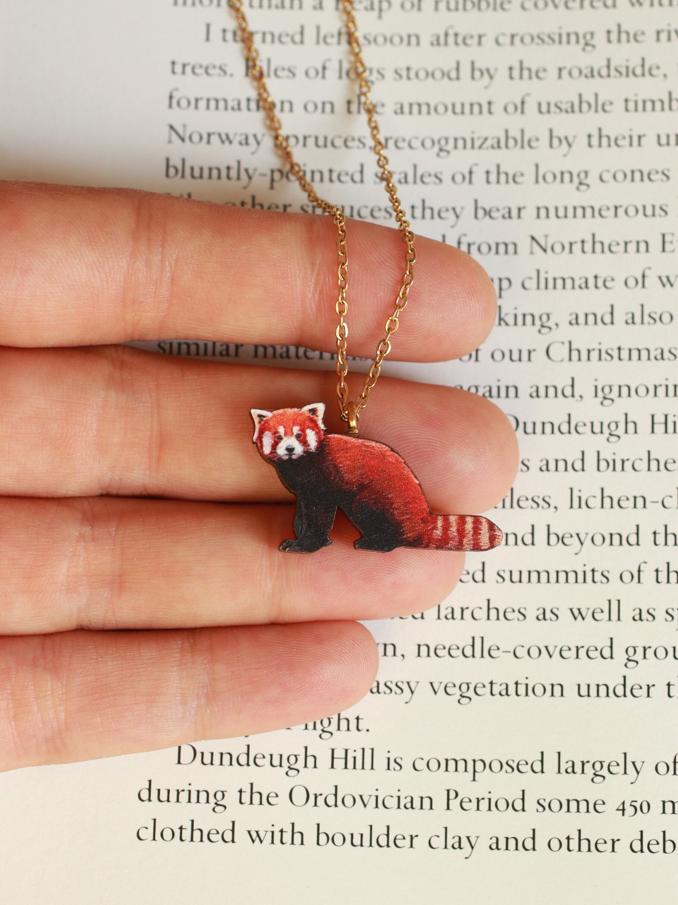 Red Panda Necklace Wooden Redpanda Jewelry Red Panda Pendant
