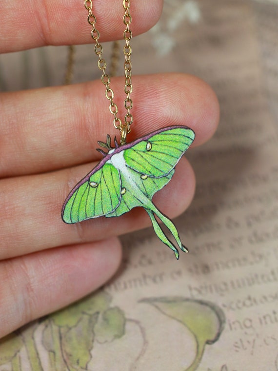 Hand Tooled and Painted Leather Luna Moth Necklace With Labradorite Moon  Moth Pendant Handmade Artisan Jewelry Original Gift for Her - Etsy Denmark