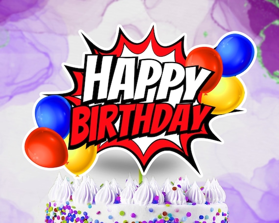 Happy Birthday Cake Topper Printable Cupcake Toppers Cake - Etsy