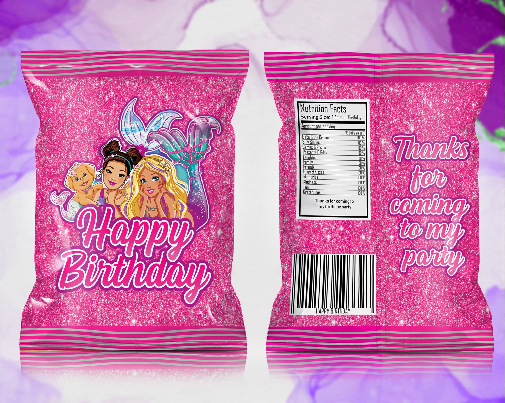 Barbie Mermaid Chip Bag printable Barbie Mermaid Favor Bag | Etsy