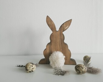 Woodland themed nursery decoration, Solid Wood Personalised Spring Bunny