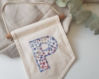 Liberty Fabric, Mini, Single Initial Canvas Wall Pennant