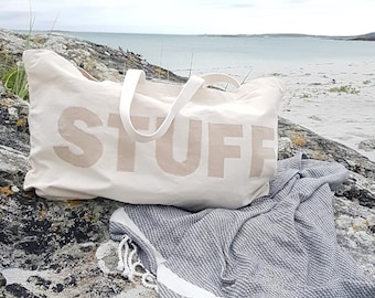 STUFF - Extra Large Tote bag - Large Canvas shopper -  Mum Stuff  Bag - Large Baby bag - Weekend Bag