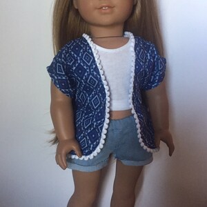 Blue Patterned Kimono made to fit 18 inch dolls such as American Girl dolls image 4