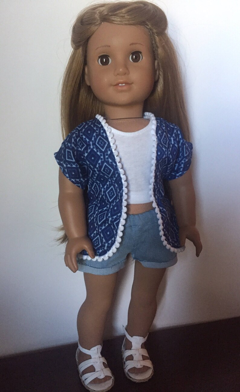 Blue Patterned Kimono made to fit 18 inch dolls such as American Girl dolls image 4