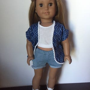 Blue Patterned Kimono made to fit 18 inch dolls such as American Girl dolls image 2