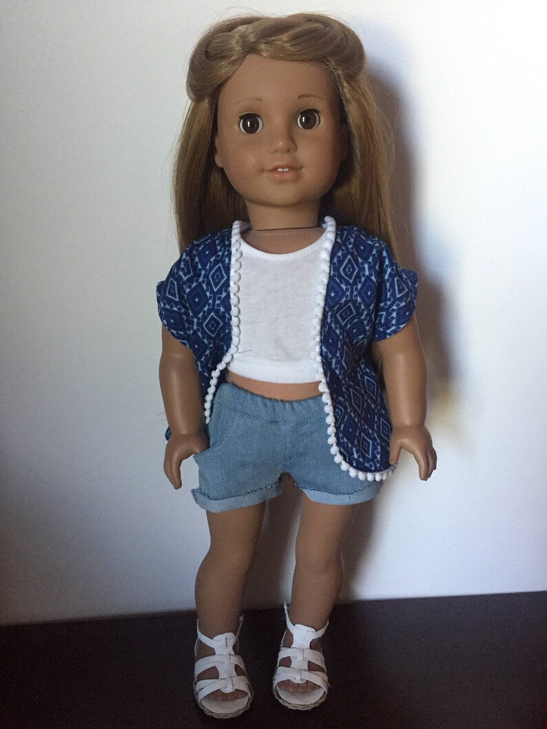 Blue Patterned Kimono made to fit 18 inch dolls such as American Girl dolls image 2