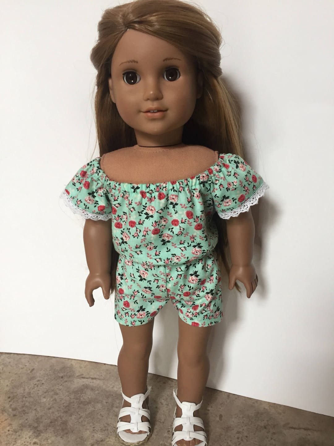 Blue/green Floral Romper Made to Fit 18 Inch Dolls Such as - Etsy