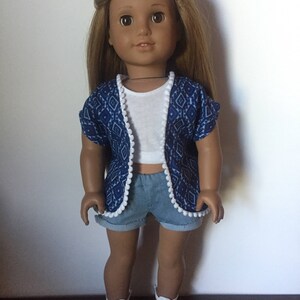 Blue Patterned Kimono made to fit 18 inch dolls such as American Girl dolls image 3