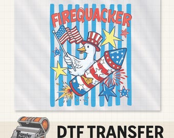 Firequacker 4th of July DTF Transfer | Patriotic T-shirt Iron On | Red White & Feral American Pie | Celebrate Independence Day Apparel