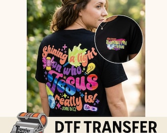 Illumination Station Christian DTF Transfer | VBS Bible school | Shining Light on Jesus Religious Apparel | DIY Shirt