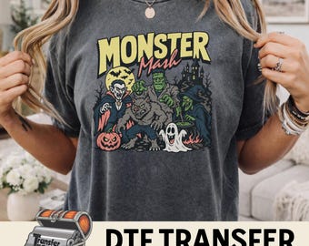 Monster Mash DTF Transfer, Halloween Logo for T-shirts, Hoodies, Fall and Halloween Crafts, Vibrant Ghoul Design, DIY Iron-On Transfer Sheet