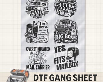 Postal Worker DTF Gang Sheet | Mail Carrier T-Shirt Transfers (23x30)