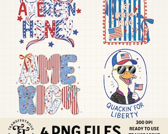 4th of July PNG Bundle Digital Download | Patriotic American Flags Independence Day Designs