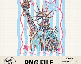Fourth of July PNG, patriotic Statue of Liberty and stars digital download, USA flag design, summer Independence Day craft, sublimation
