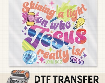 Illumination Station Christian DTF Transfer | Bible Verse T-Shirt Design for VBS, Church Camp, Children's Ministry | Shining Light on Jesus