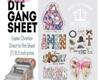 Easter Christian DTF Gang Sheet: Ready to Press Transfers (22X32)