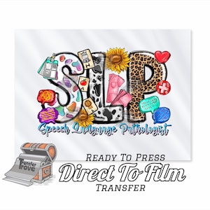 SLP Speech language pathologist DTF Transfer, Speech Therapy Direct to Film Transfer for T-shirts, Hoodies, Teacher Gifts, Vibrant Colors