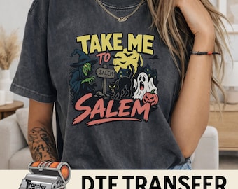 Take ME To Salem DTF Transfer | Halloween Logo for T-shirts, Hoodies, Fall and Halloween Decor | Vibrant Monster Mash Iron-On Transfer Sheet