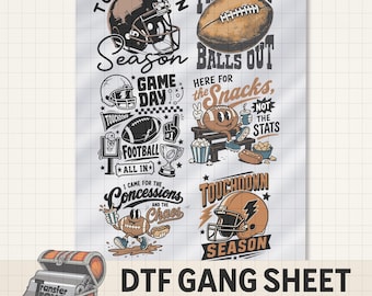 Football DTF Gang Sheet, 22x33 Ready to Press Transfer, Touchdown Season Game Day Apparel Prints, Cute Sports Mom DTF Transfer