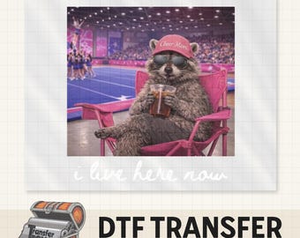 Cheerleading Mom I Live Here Now DTF Transfer | Heat Transfer for T-shirts, Hoodies, Tote Bags | Vibrant, Easy to Apply