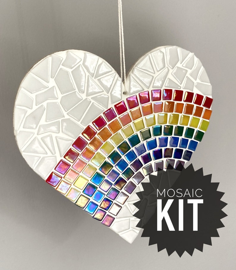 Rainbow Heart Mosaic Kit Make Your Own Mosaic DIY Craft Etsy