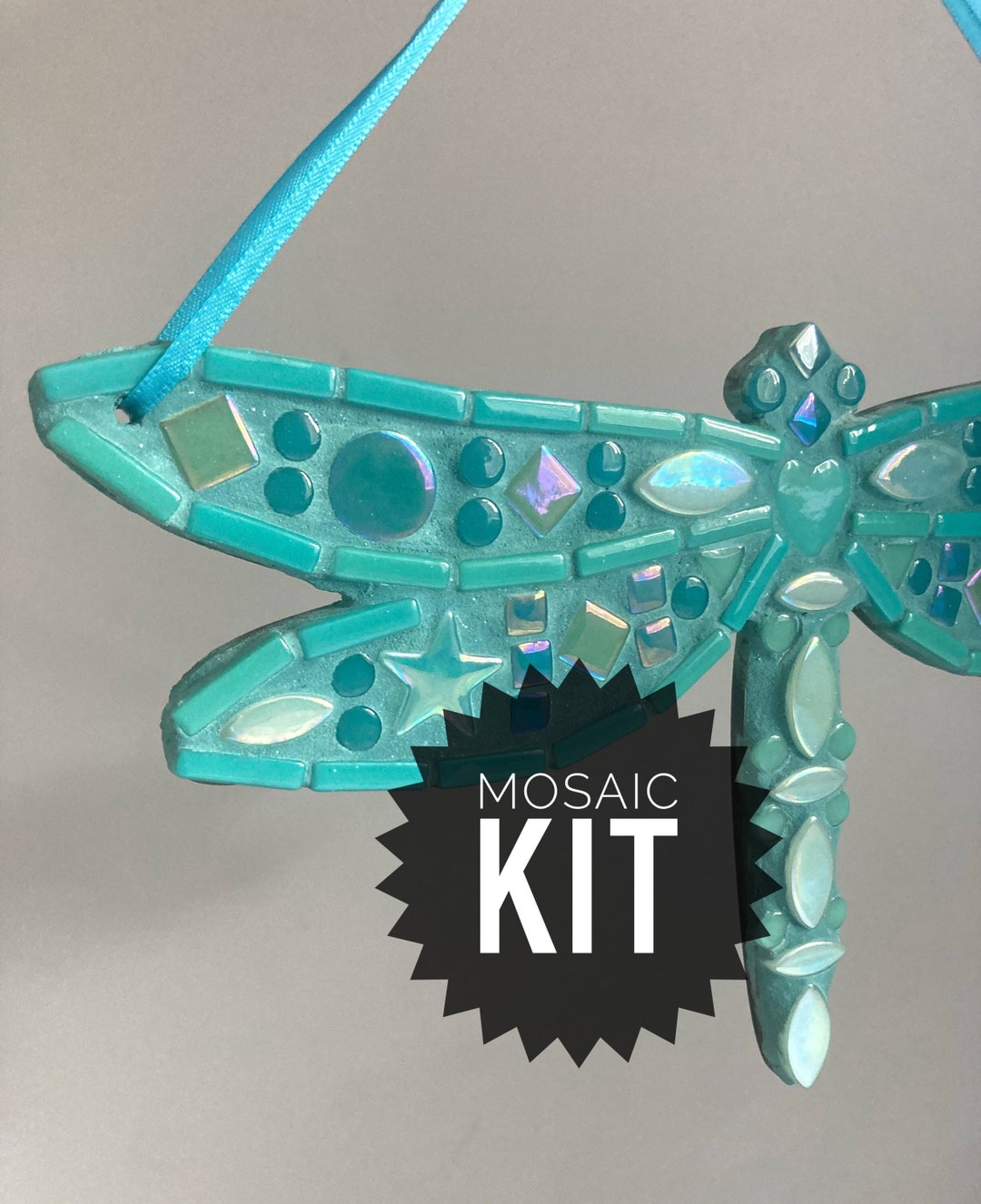 Teal Dragonfly Mosaic Kit Make Your Own Mosaic DIY Craft Etsy UK