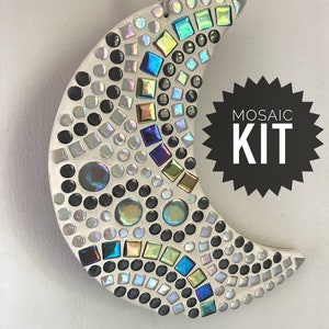 Large Grey Moon Mosaic Kit | Make Your Own Mosaic | DIY Craft Kit | Gift Idea