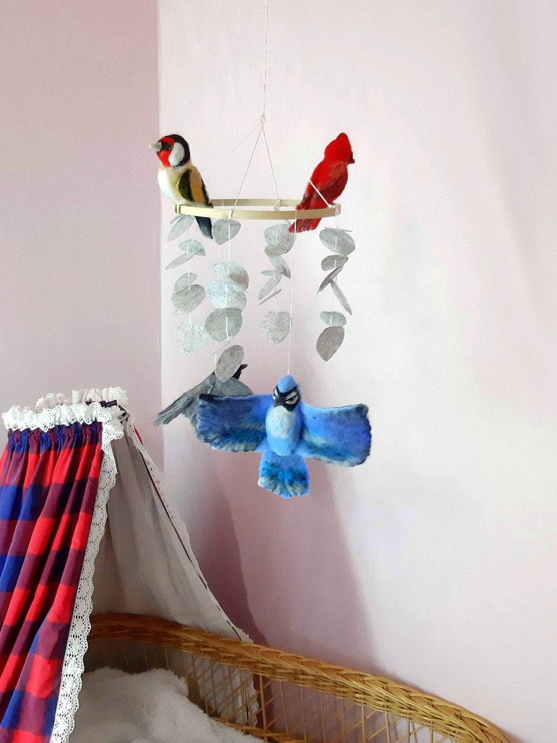 BIRD MOBILE baby Felted birds baby mobile Nursery hanging Etsy