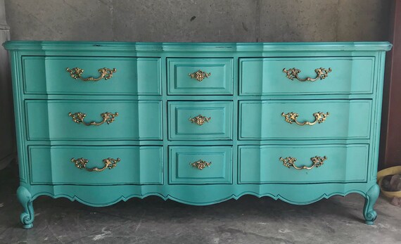 French Provincial Dresser Teal Dresser French Provincial Etsy