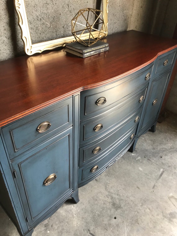 Sold Duncan Phyfe Buffet Blue Buffet Refinished Buffet Etsy