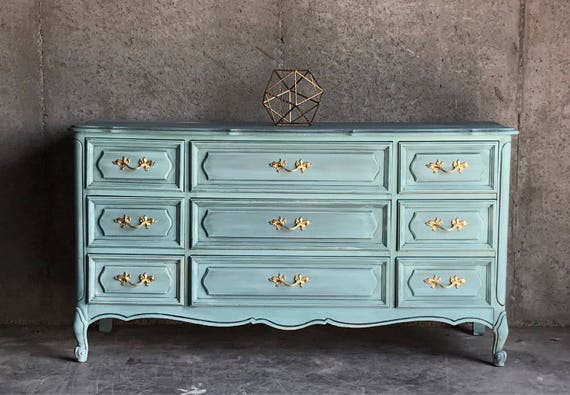 French Provincial Dresser And Nightstand Henry Link Teal Gold Dresser Painted Furniture Bedroom Furniture