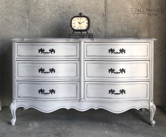 French Provincial Dresser Gray Dresser Silver Dresser Bedroom Etsy