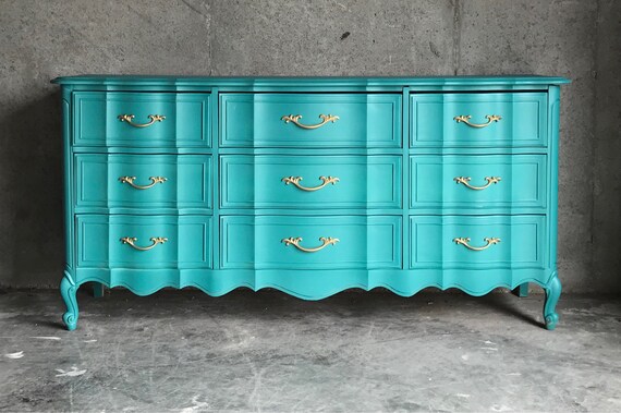 Your Custom Provincial Dresser Bedroom Furniture Painted Furniture Teal Dresser Turquoise Dresser Girls Bedroom Dresser Girly Furniture