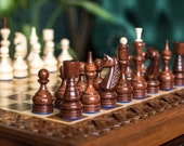 Personalized large wood chess set 3 in 1 Сhess board with storage Wooden chess board set Hand carved decorative chess Luxury chessboards