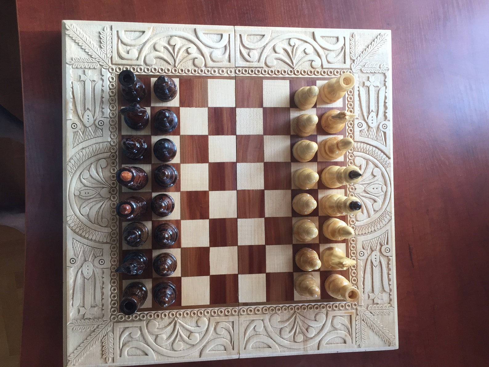 Original Chess Set Wood Carving Chess Pieces Handmade Wooden Etsy