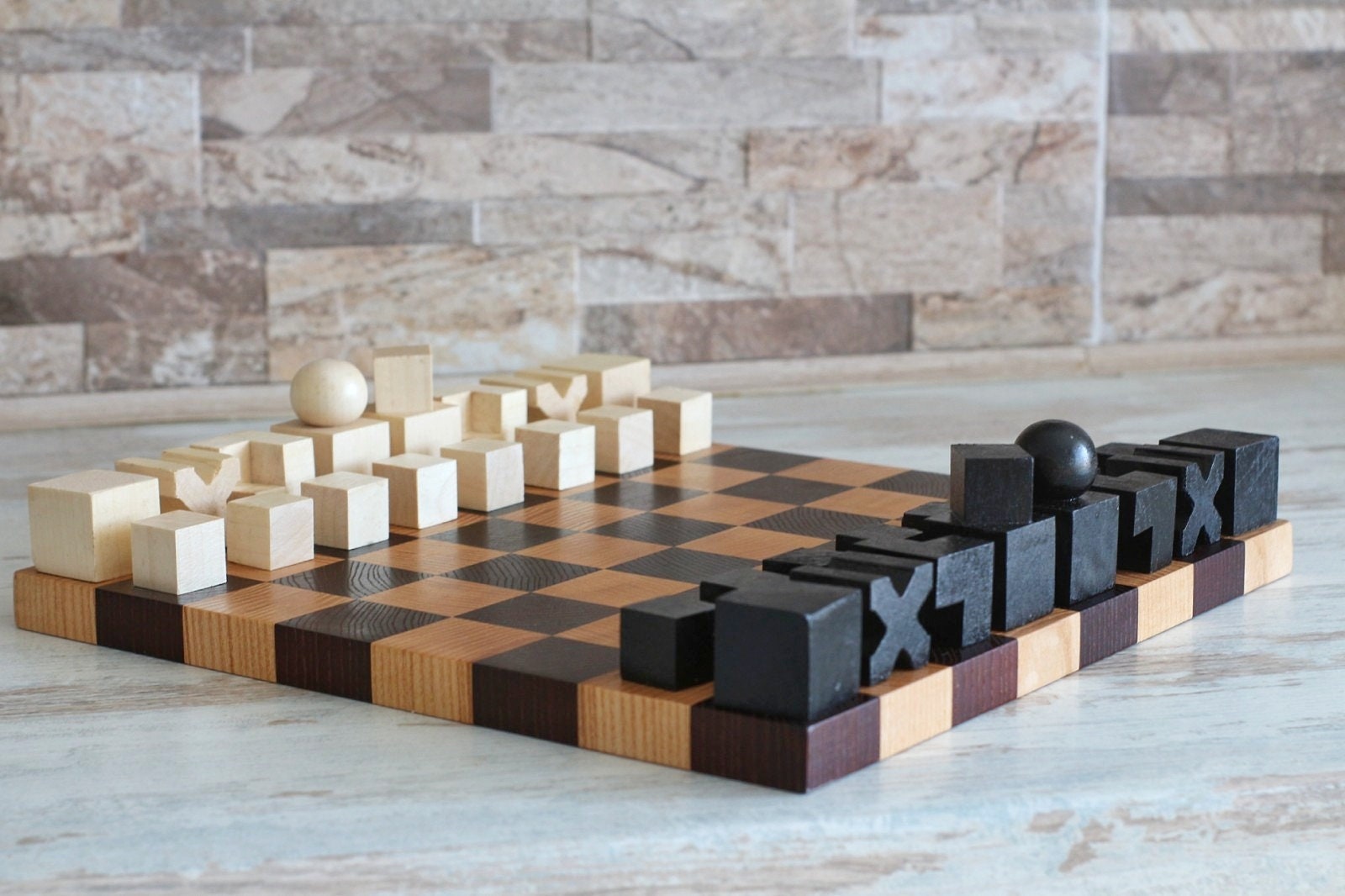 Bauhaus Chess Pieces Handmade Wooden Chess Pieces Set Chess 