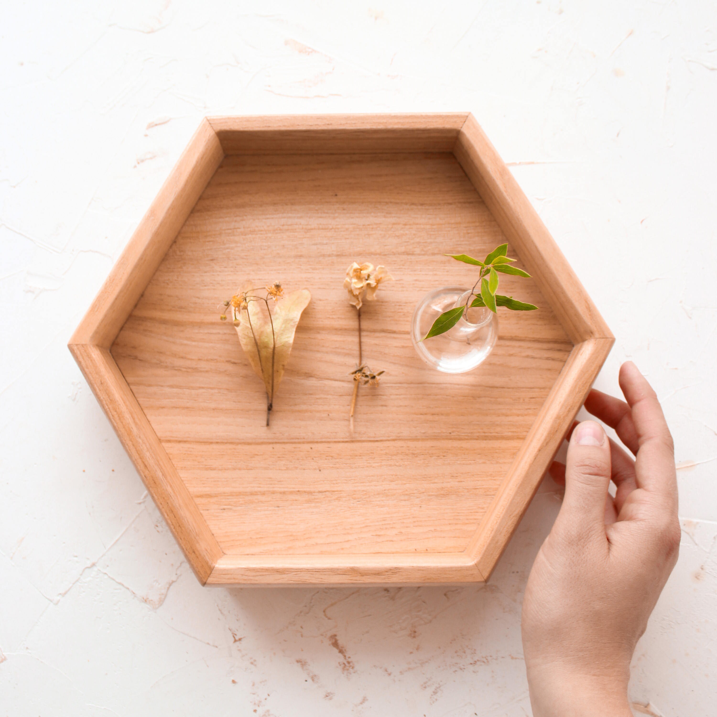 Wooden Hexagon Tray Wood Tea Tray Small Serving Tray Etsy