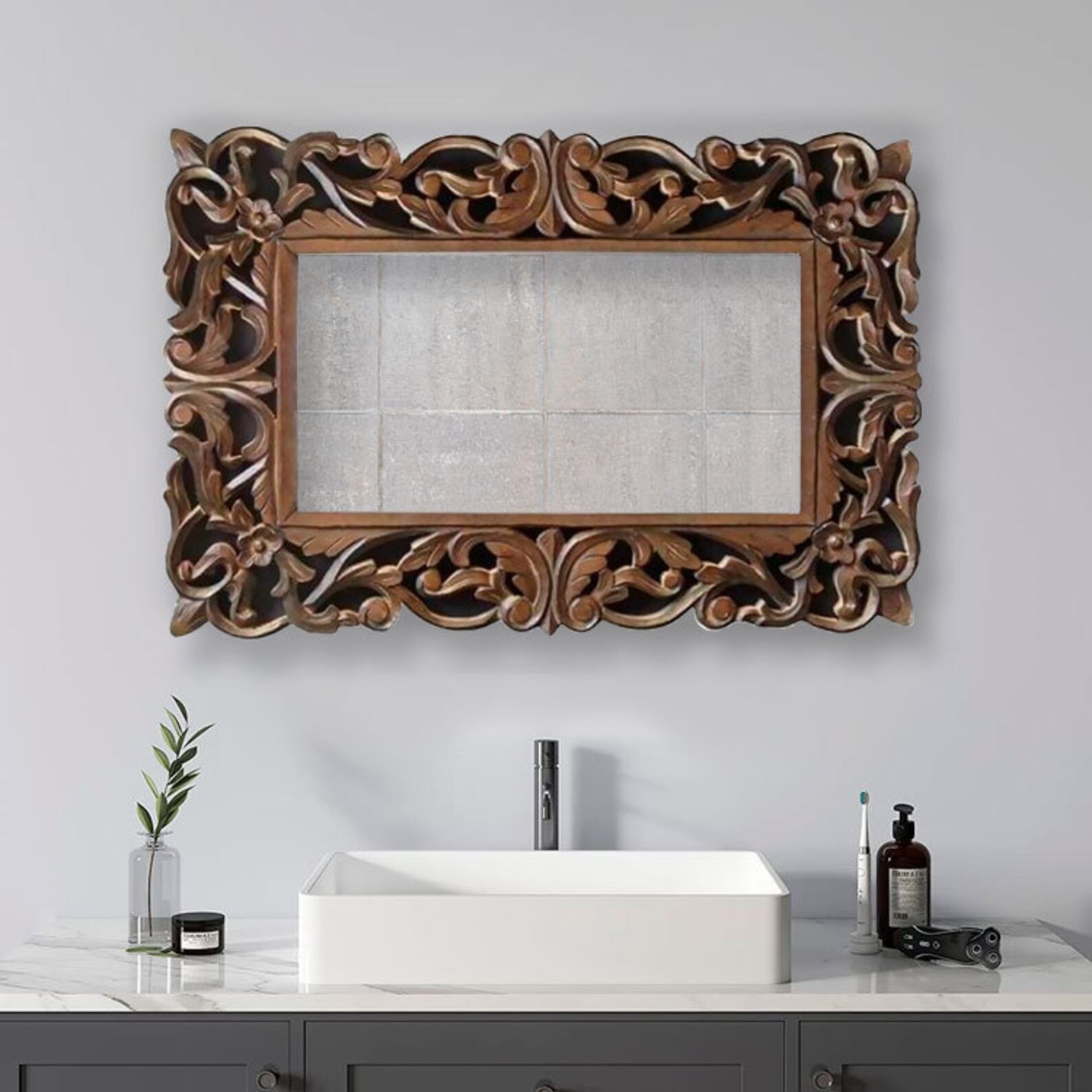 Mid Century Modern mirror for wall décor Ornate small Wall
