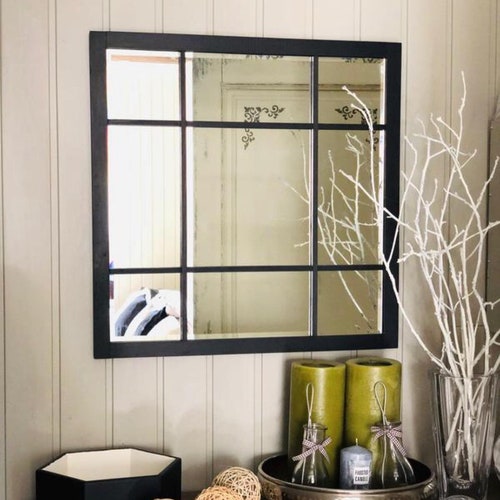 Reclaimed Barnwood Window Pane Mirror Antique Barnwood Etsy Canada