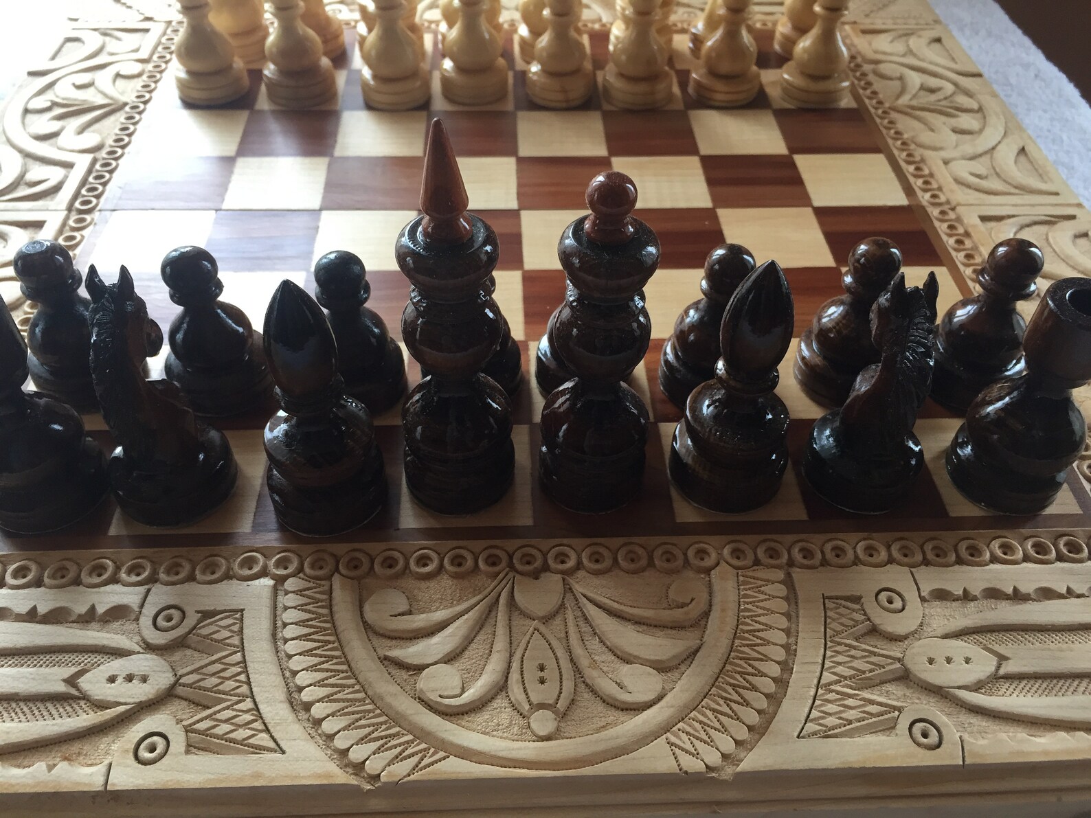 Original Chess Set Wood Carving Chess Pieces Handmade Wooden Etsy