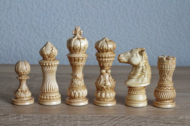 Hand Carved Chess Pieces Luxury Wooden Chess Pieces Weighted Etsy
